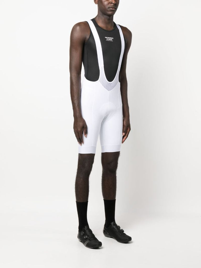 White Stretch Mechanism Cycling Bib Shorts