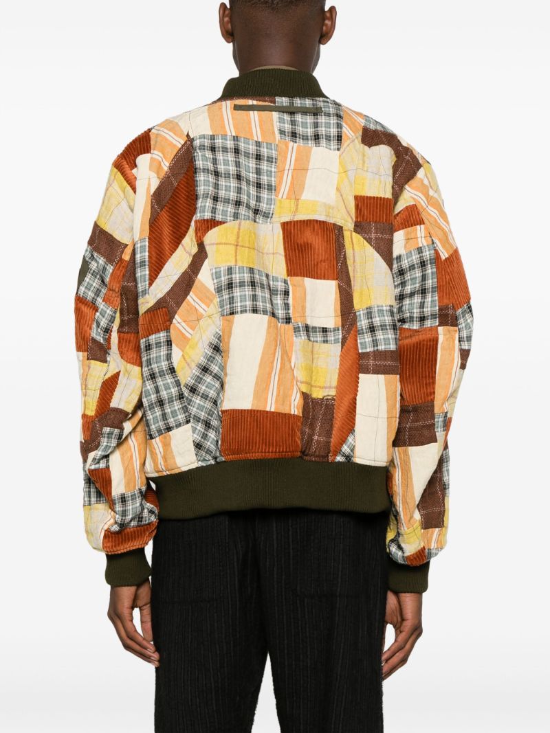 Green Patchwork Bomber Jacket