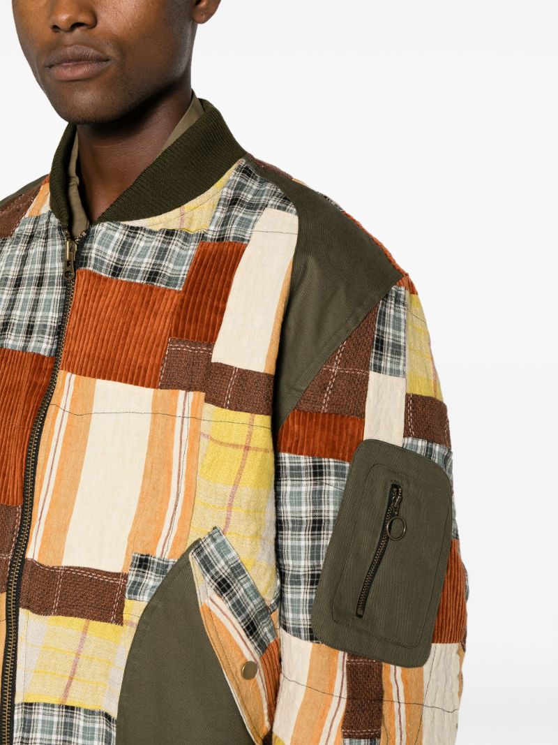 Green Patchwork Bomber Jacket
