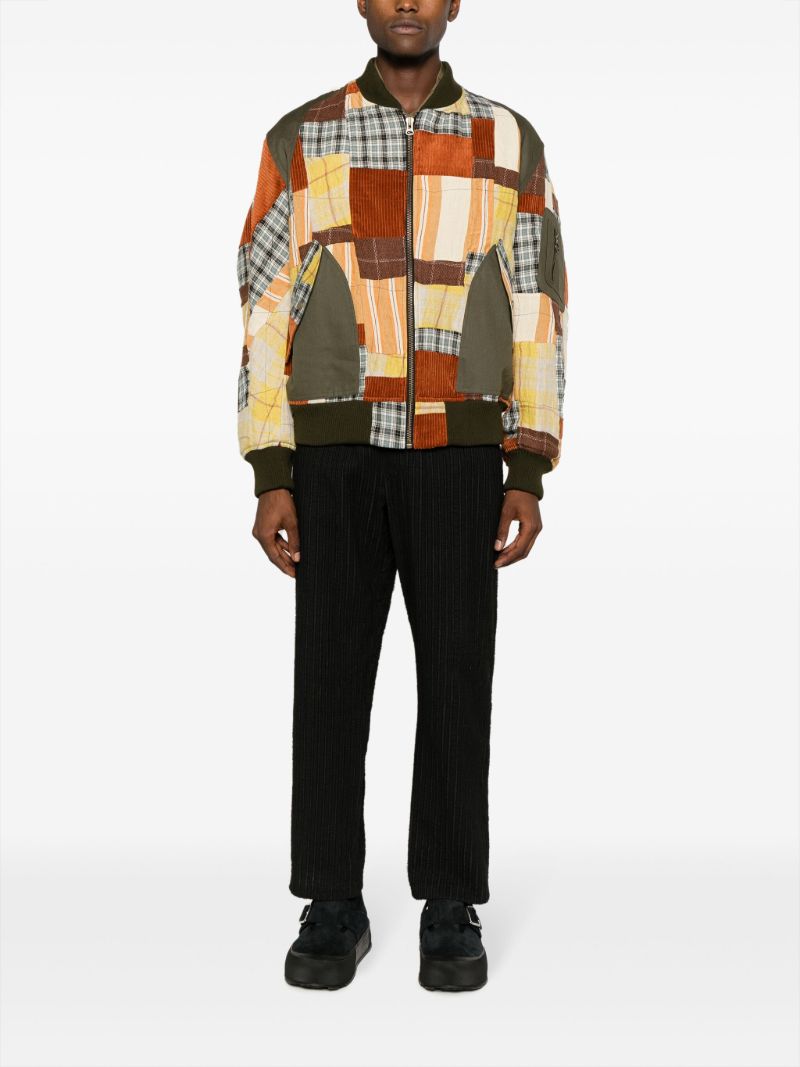 Green Patchwork Bomber Jacket