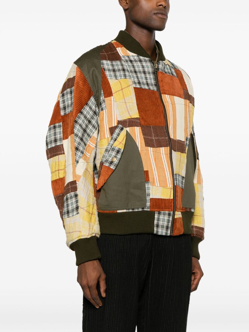 Green Patchwork Bomber Jacket
