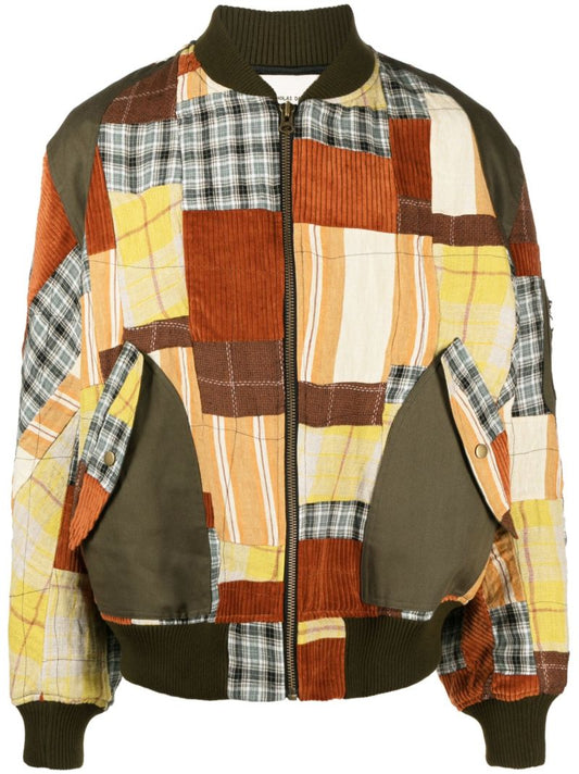 Green Patchwork Bomber Jacket