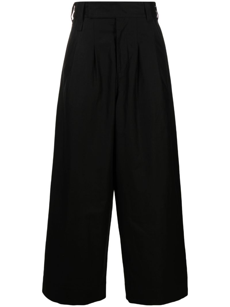 Black Wide-leg Cotton Trousers