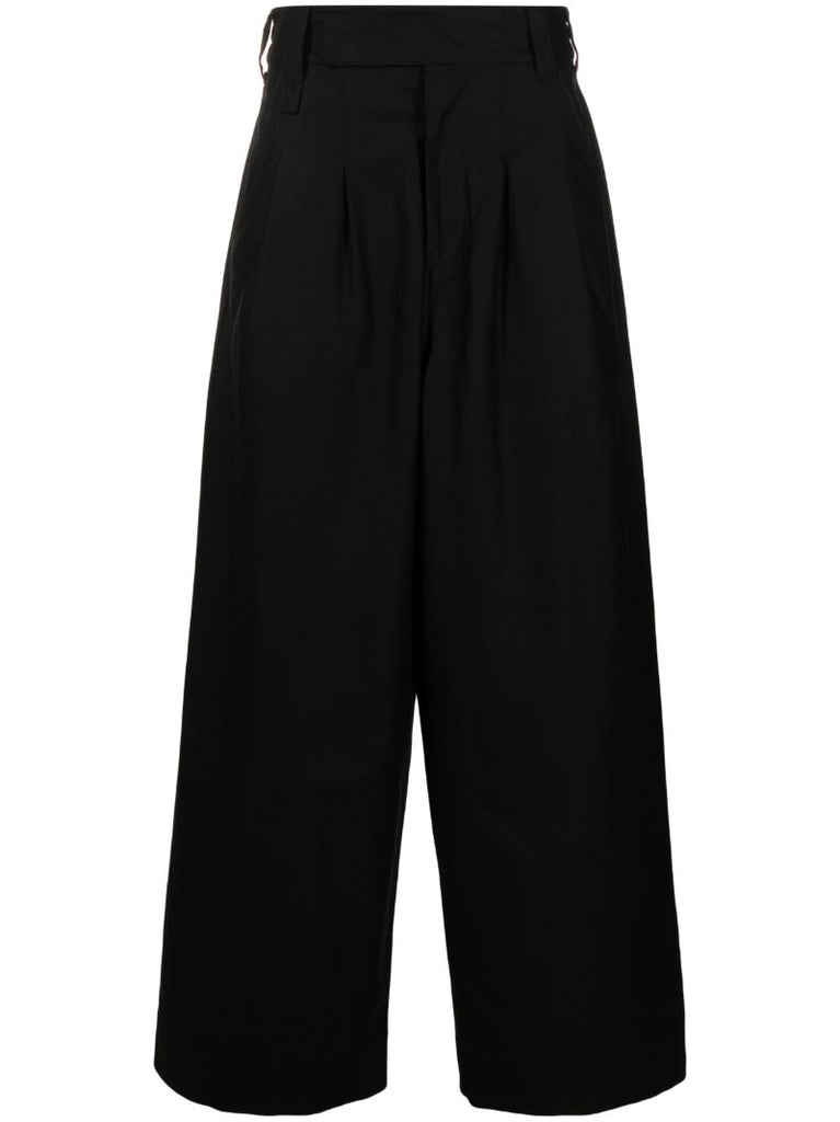Black Wide-leg Cotton Trousers
