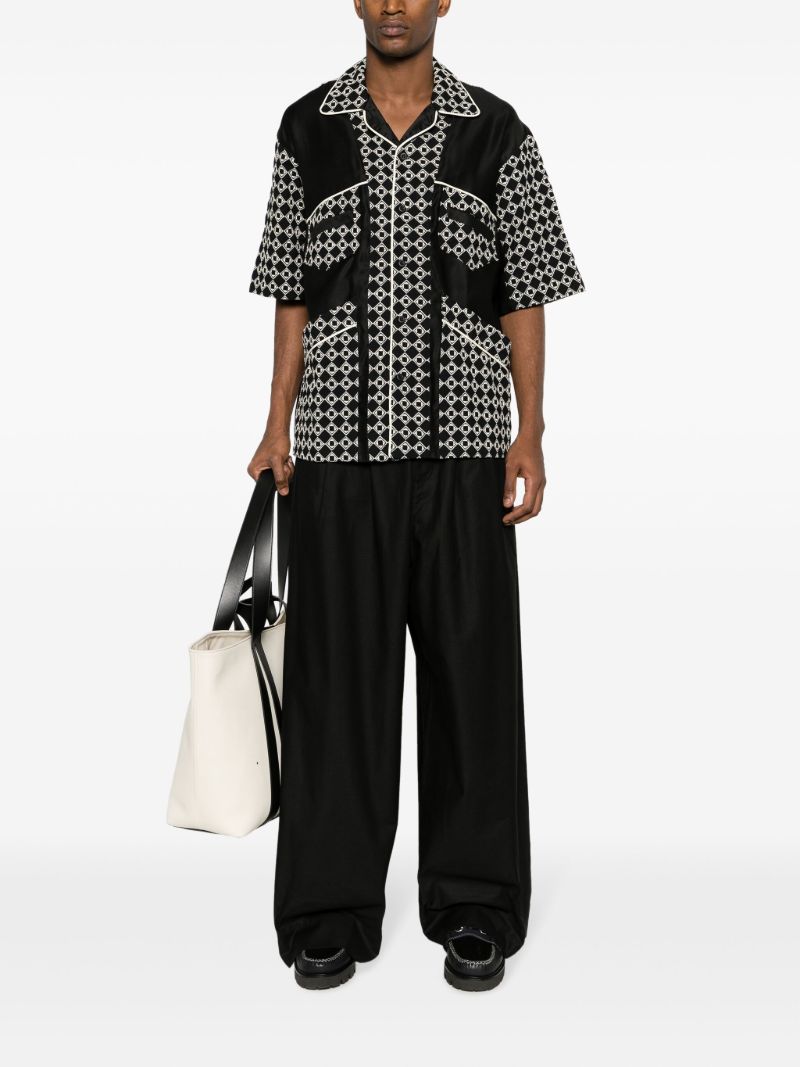 Black Wide-leg Cotton Trousers