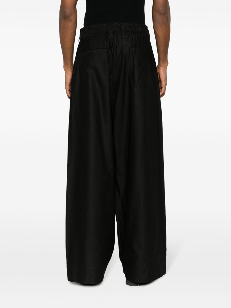Black Wide-leg Cotton Trousers