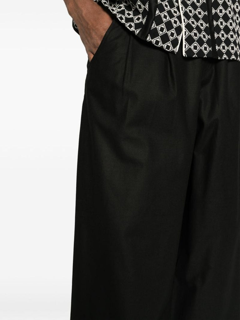 Black Wide-leg Cotton Trousers