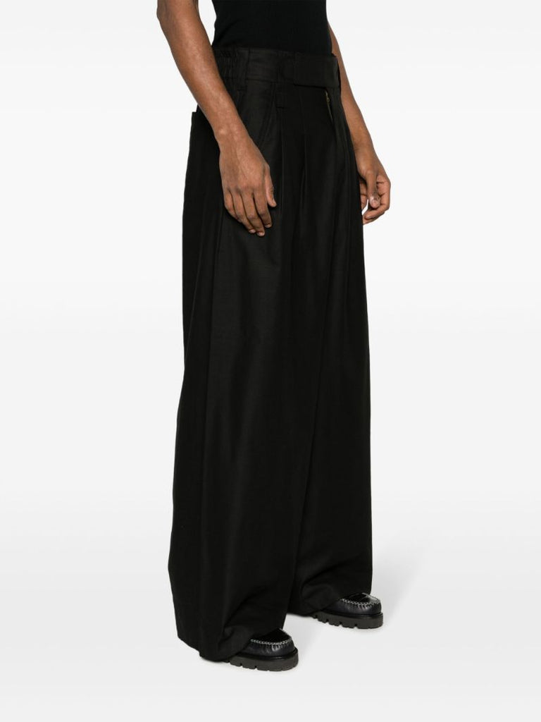 Black Wide-leg Cotton Trousers