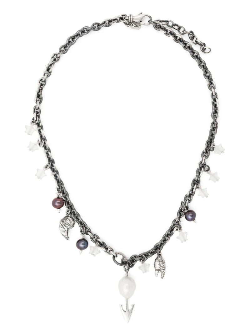 Sterling Silver the Siren Song Pearl and Quartz Necklace