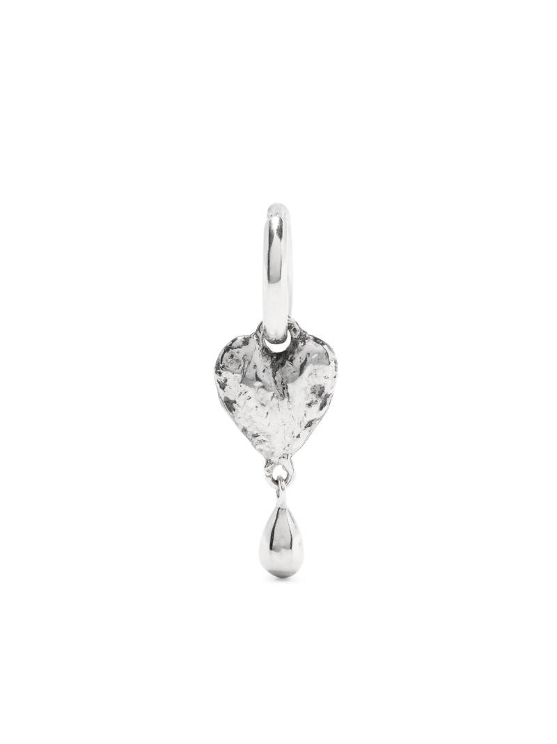 Sterling Silver Crying Heart Single Drop Earring