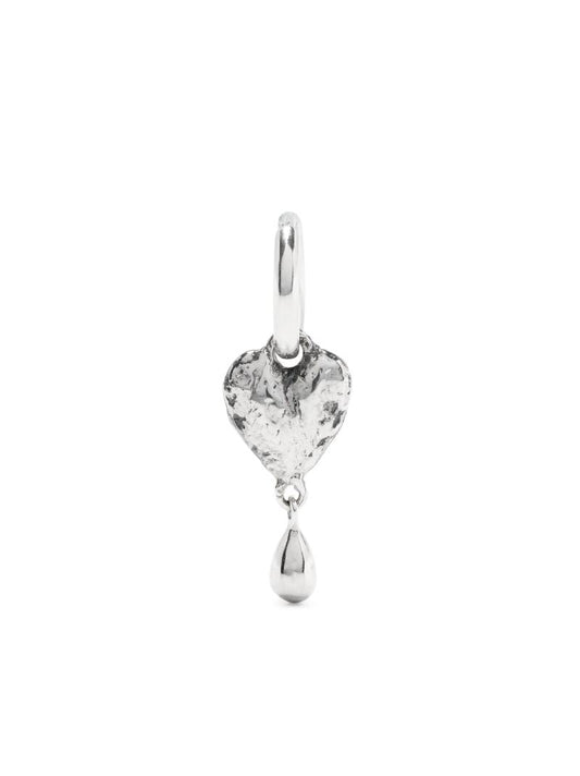 Sterling Silver Crying Heart Single Drop Earring