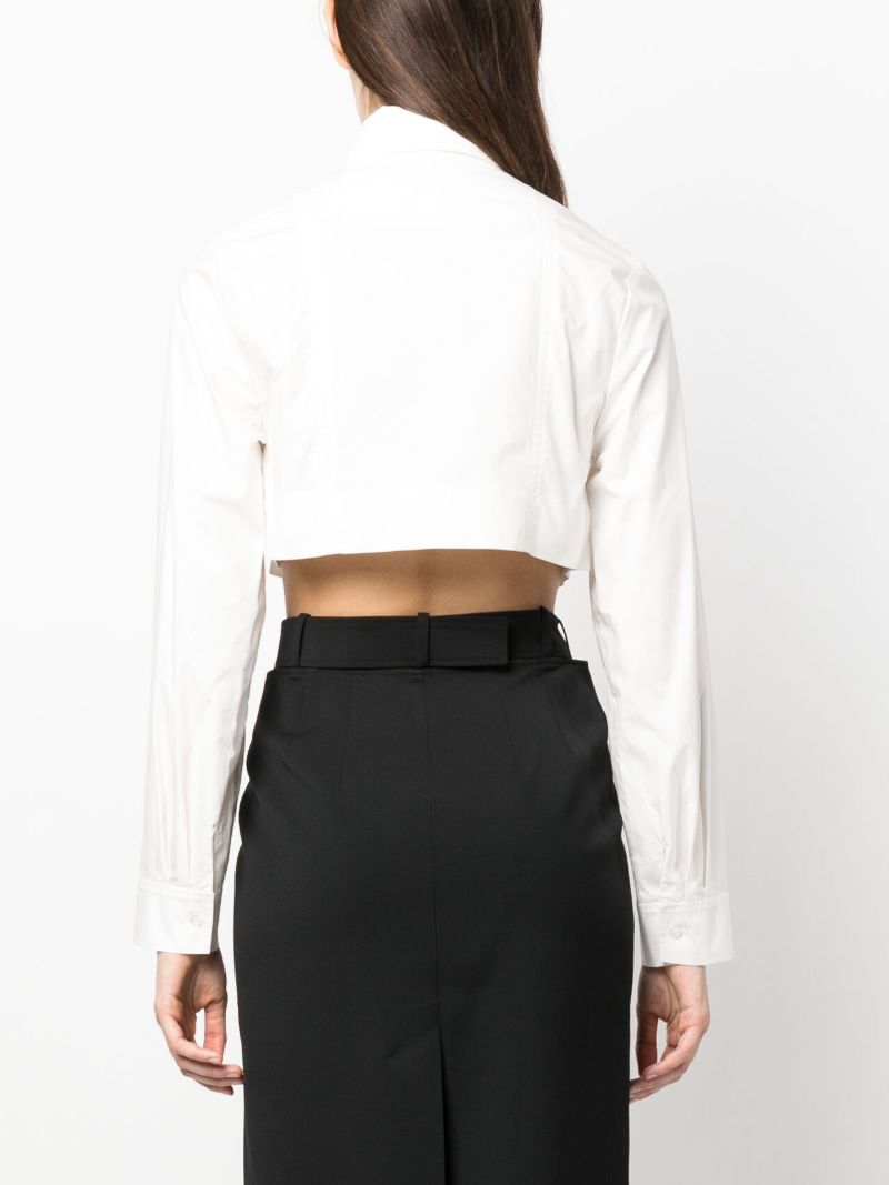 White Cropped Double-breasted Shirt