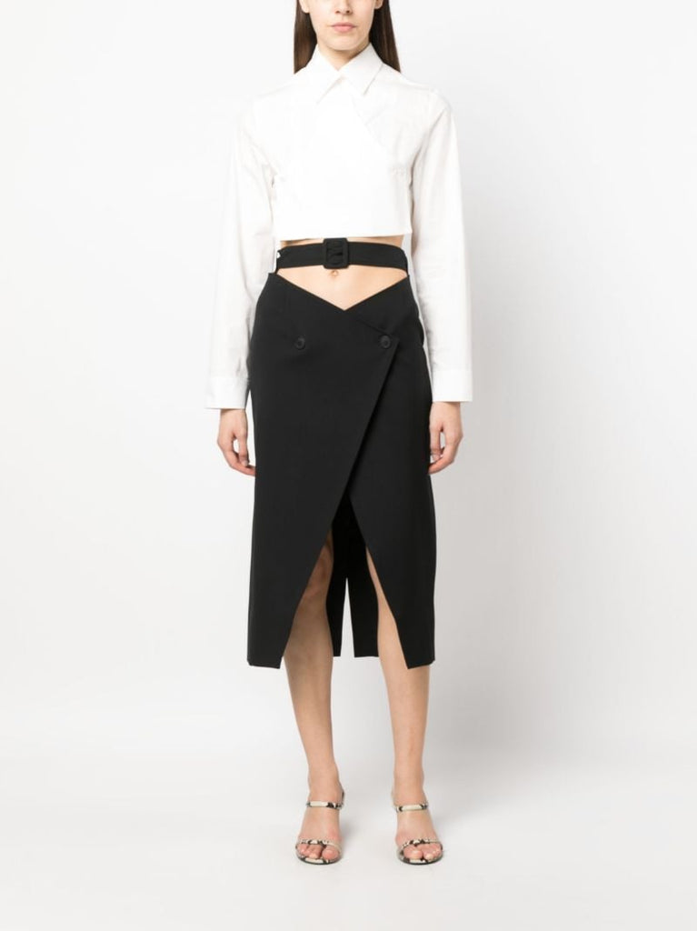 White Cropped Double-breasted Shirt
