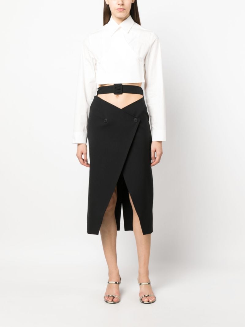 White Cropped Double-breasted Shirt