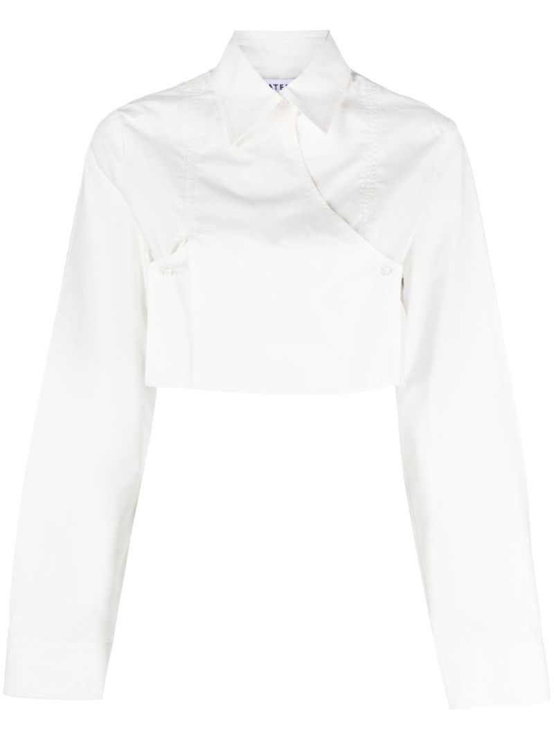White Cropped Double-breasted Shirt