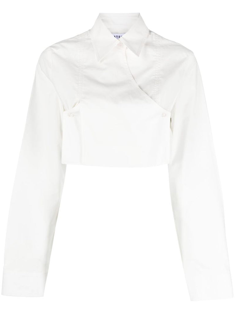 White Cropped Double-breasted Shirt