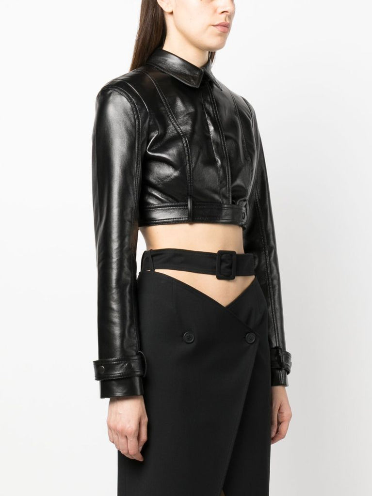 Black Cut-out Faux-leather Jacket