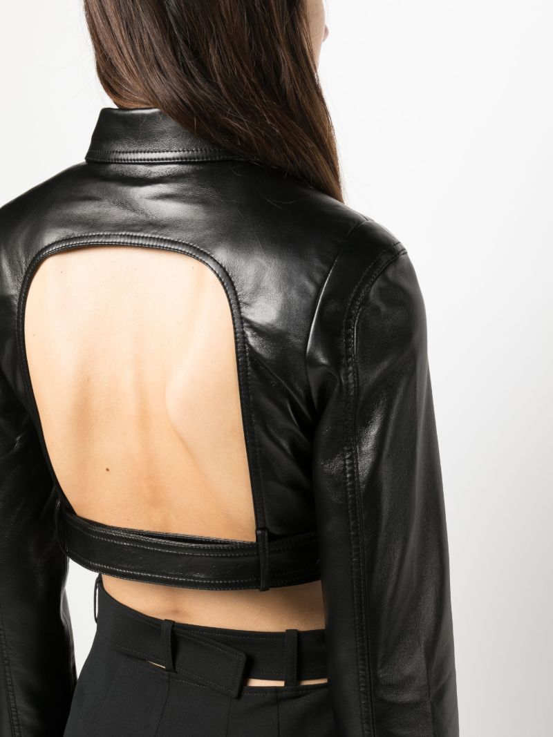 Black Cut-out Faux-leather Jacket