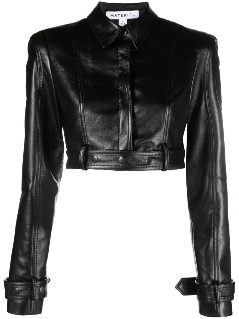 Black Cut-out Faux-leather Jacket