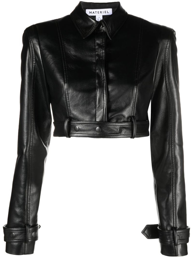 Black Cut-out Faux-leather Jacket