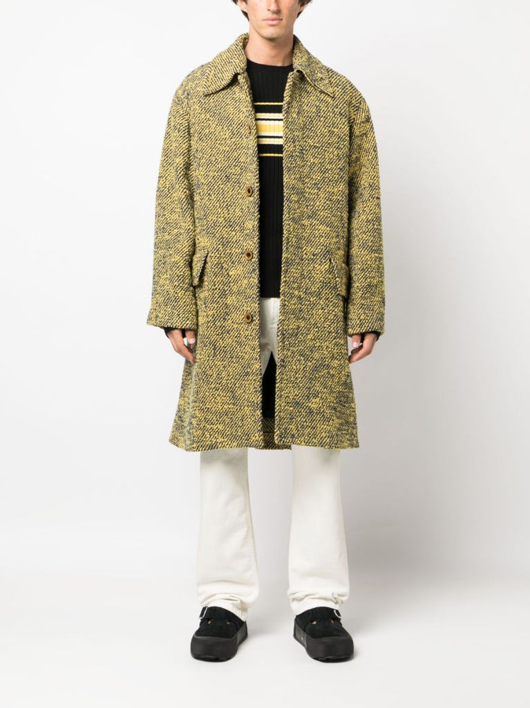 Yellow AndrÃ_x0083_Â© Single-breasted Wool Coat