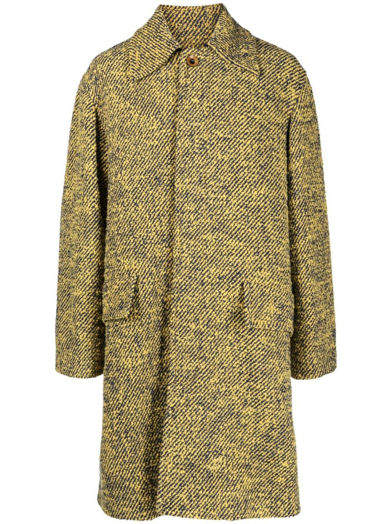 Yellow AndrÃ_x0083_Â© Single-breasted Wool Coat