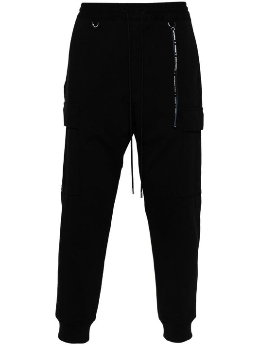 Black Mid-rise Tapered Track Pants