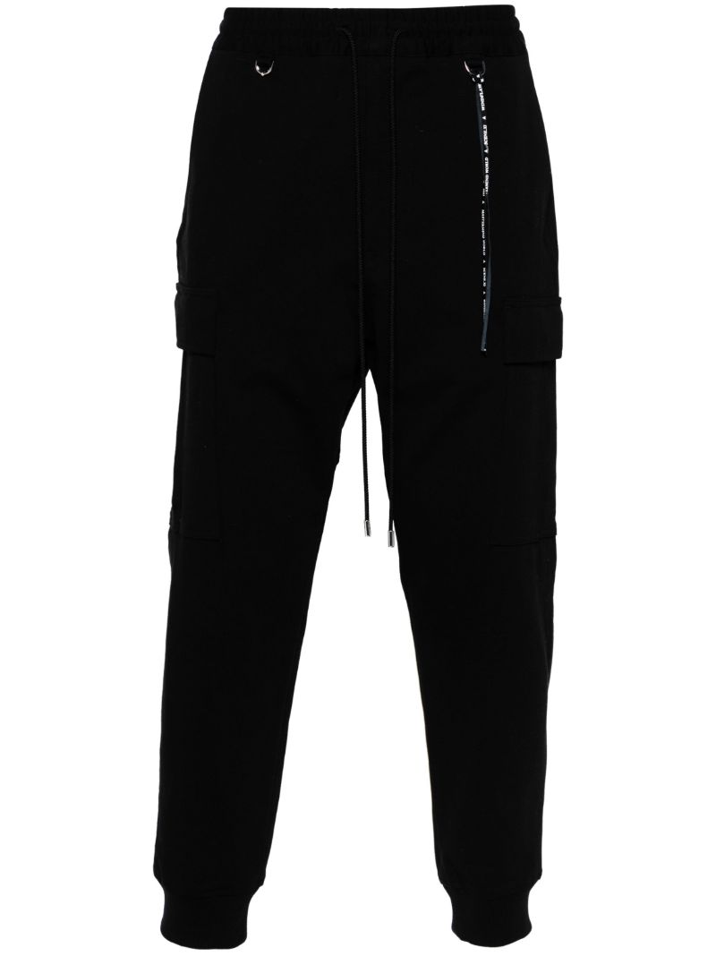 Black Mid-rise Tapered Track Pants