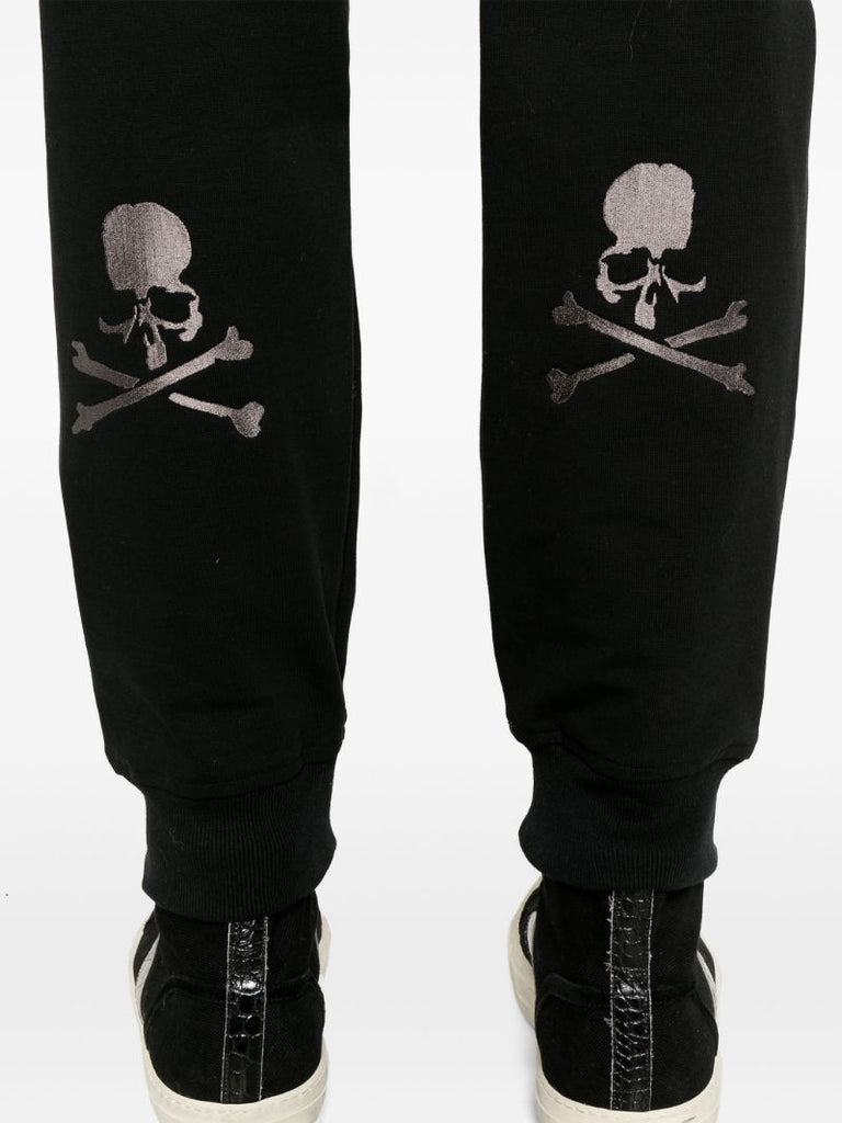 Black Mid-rise Tapered Track Pants