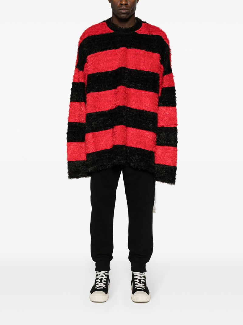 Black Skull-embroidered Striped Jumper