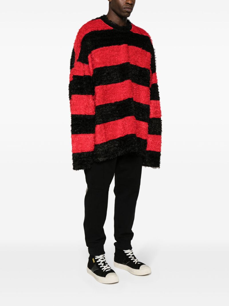 Black Skull-embroidered Striped Jumper