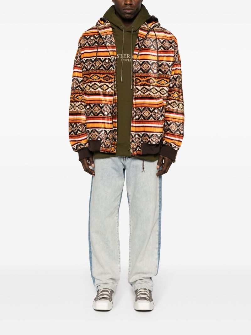 Blue Double-waist Straight-leg Jeans