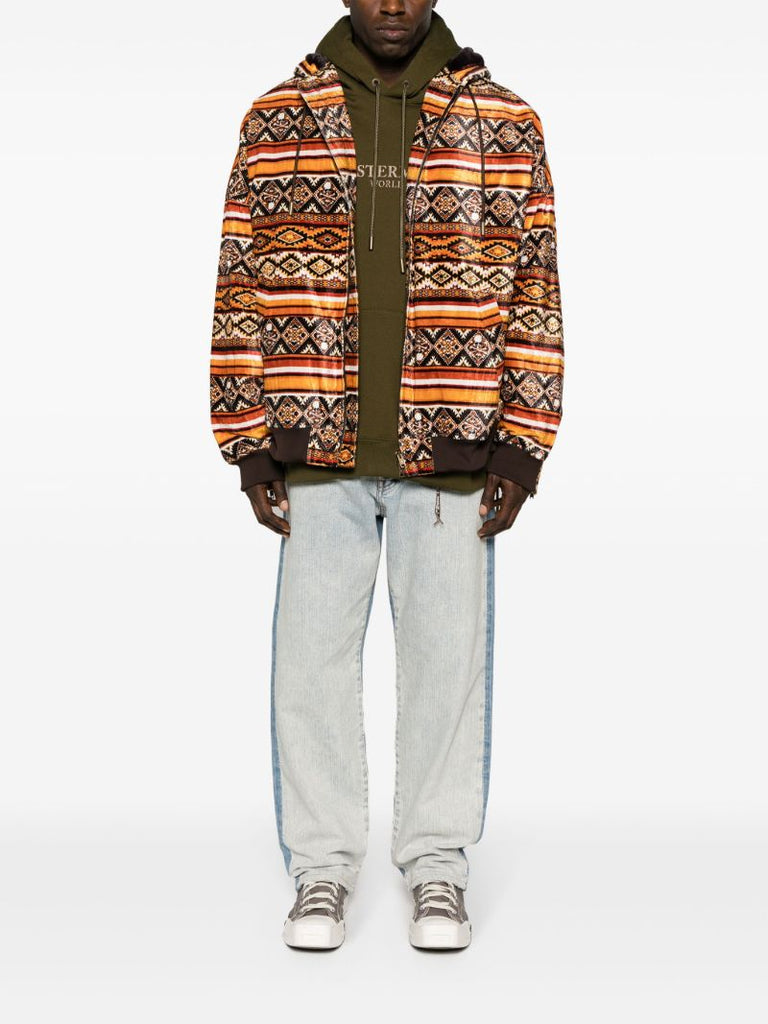 Blue Double-waist Straight-leg Jeans