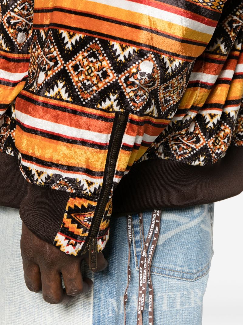 Brown Geometric-print Hooded Jacket