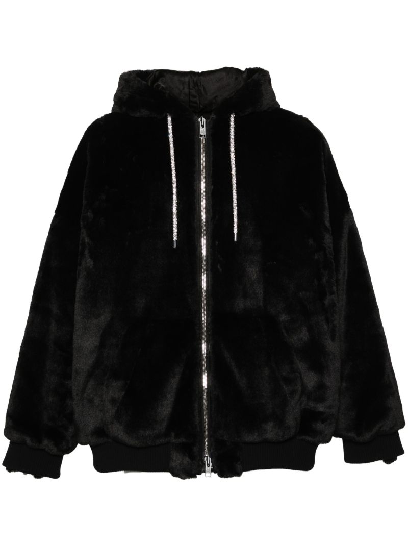 Black Faux-fur Hooded Jacket