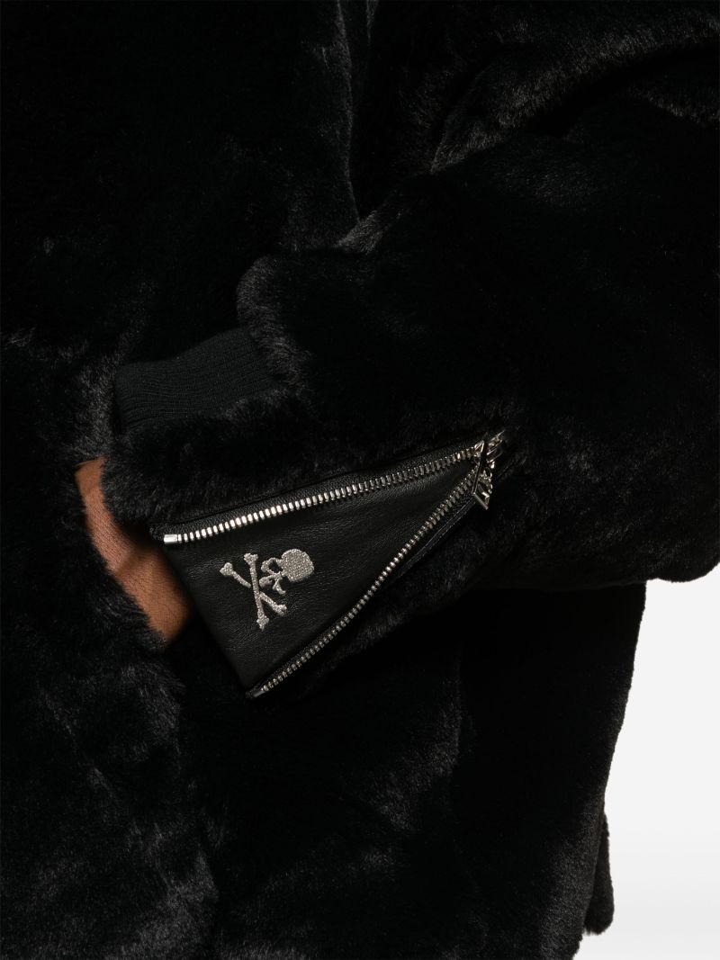 Black Faux-fur Hooded Jacket
