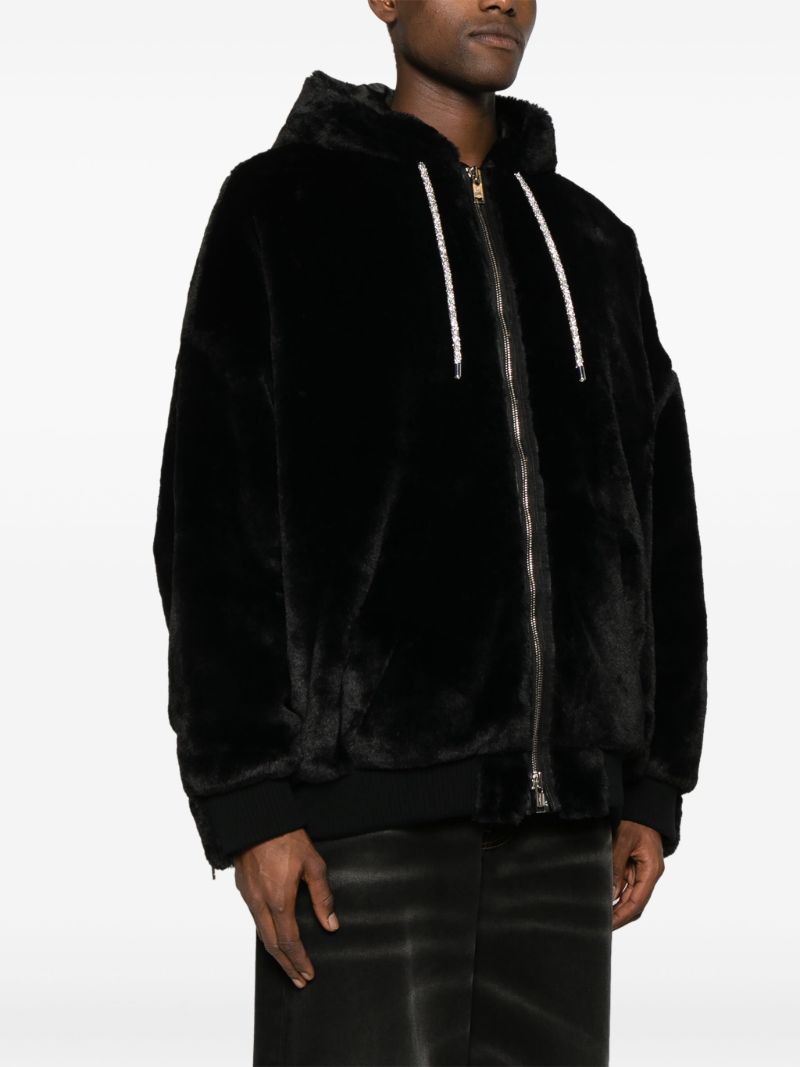 Black Faux-fur Hooded Jacket
