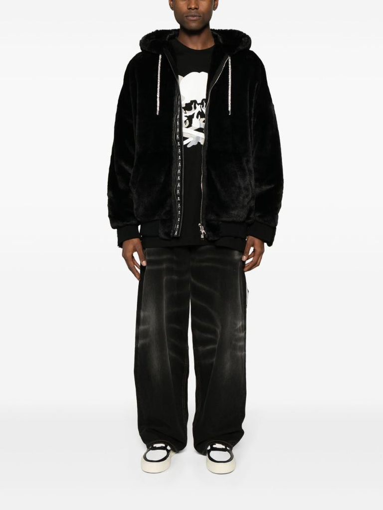 Black Faux-fur Hooded Jacket