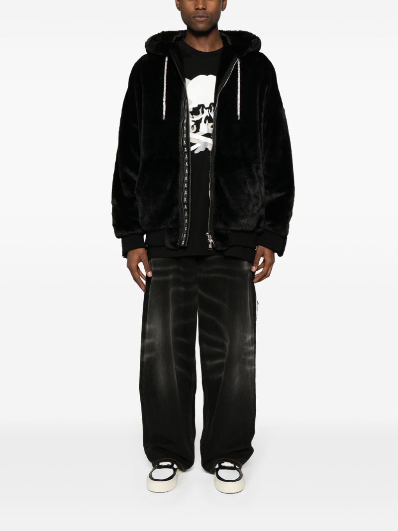 Black Faux-fur Hooded Jacket
