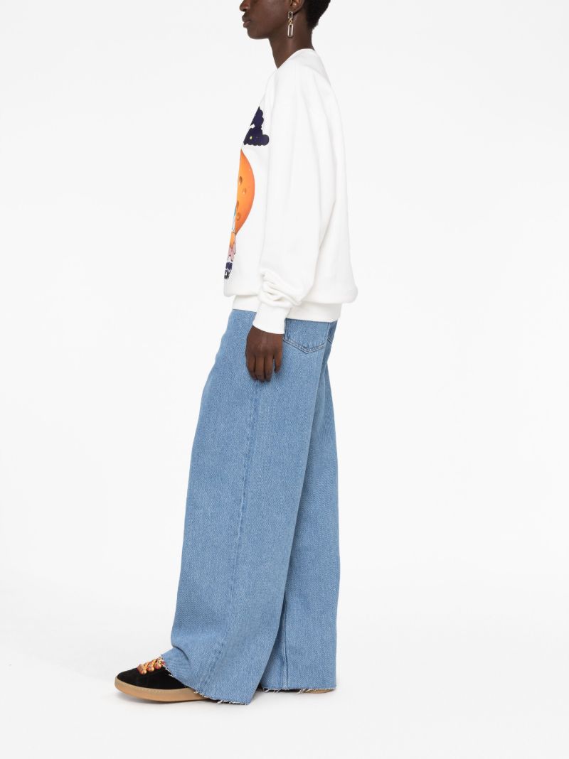 White Graphic-print Cotton Sweatshirt