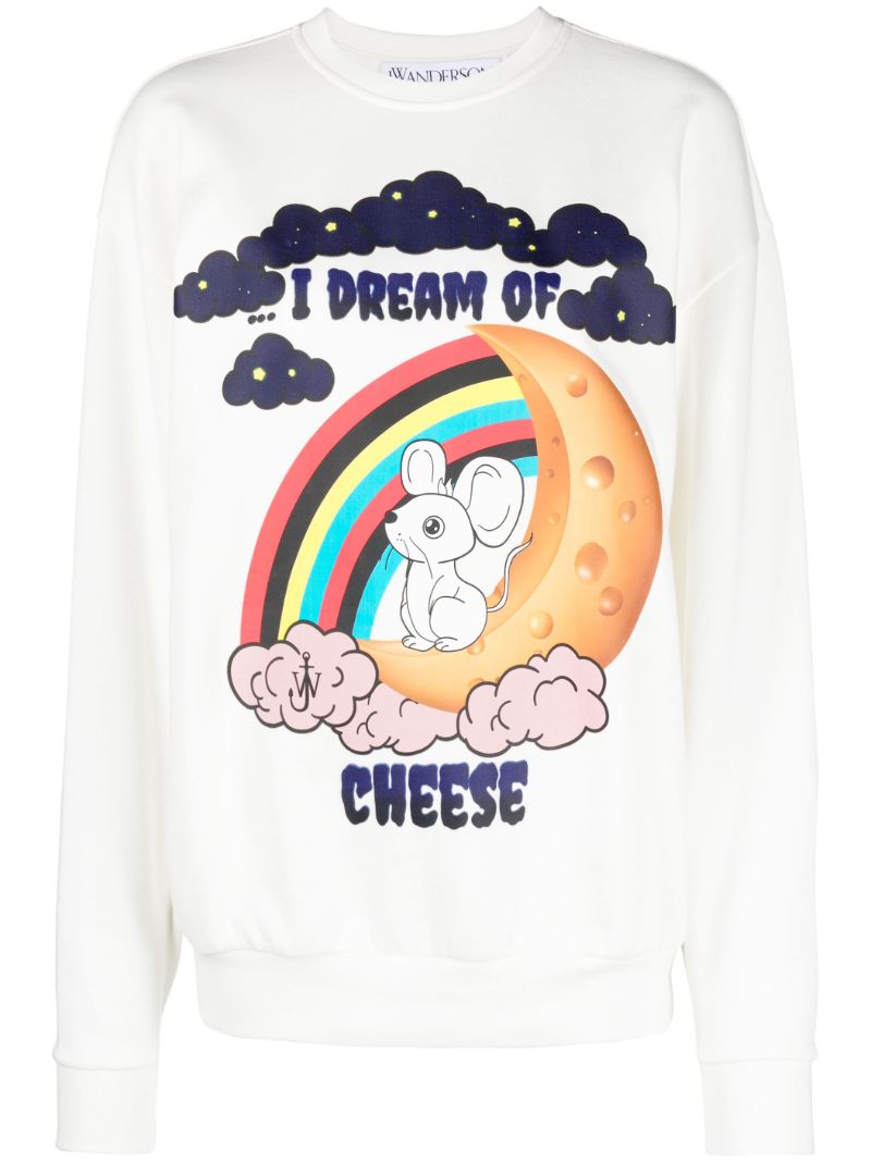 White Graphic-print Cotton Sweatshirt