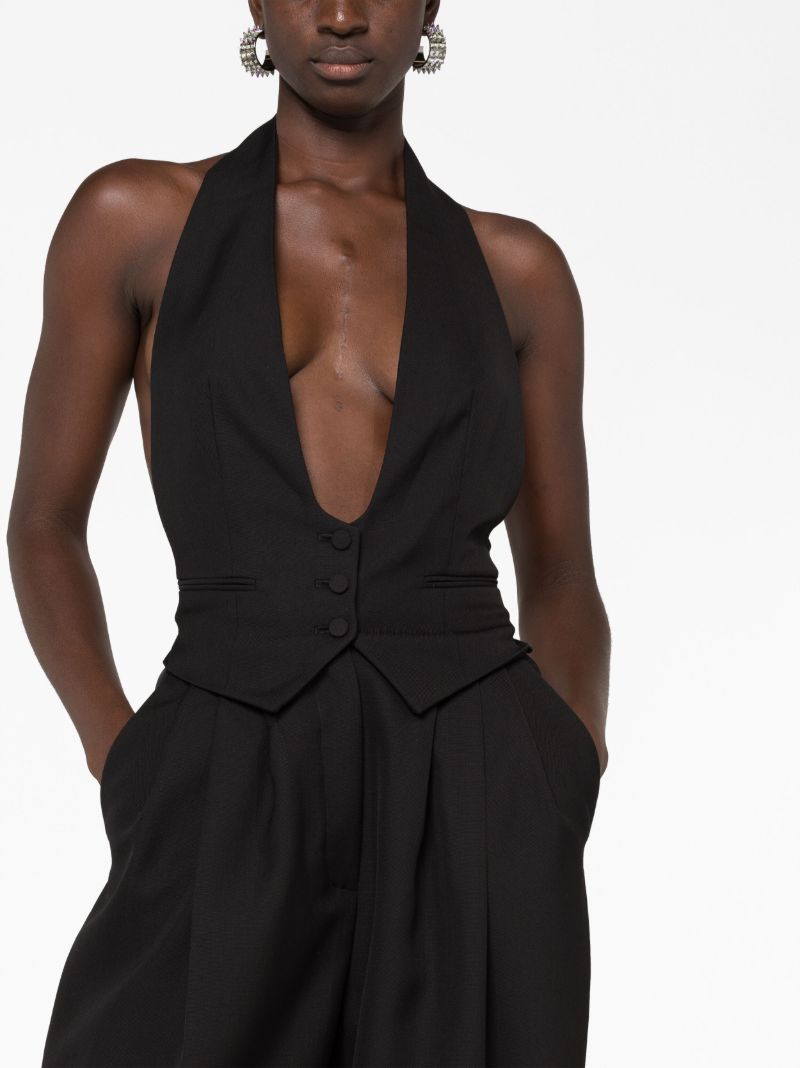 Black Halterneck Wool Jumpsuit