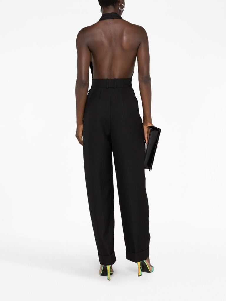 Black Halterneck Wool Jumpsuit
