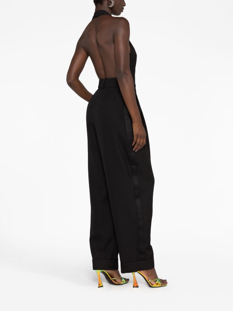 Black Halterneck Wool Jumpsuit