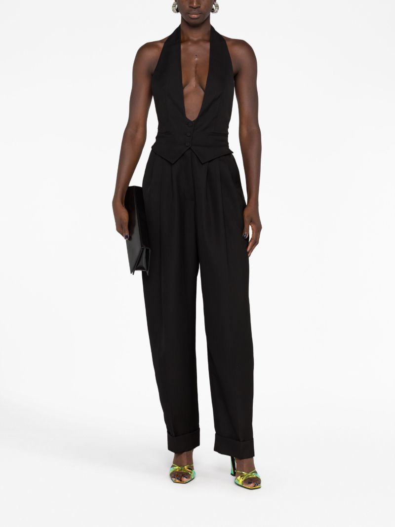 Black Halterneck Wool Jumpsuit