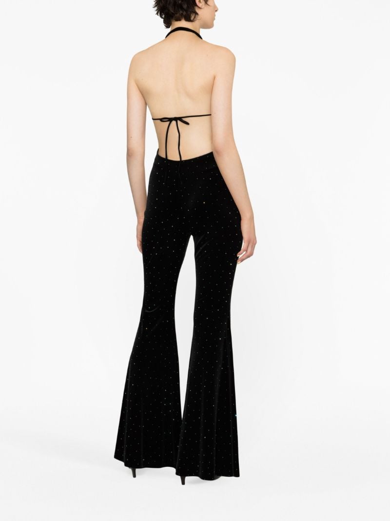 Black Crystal Velvet Halterneck Jumpsuit