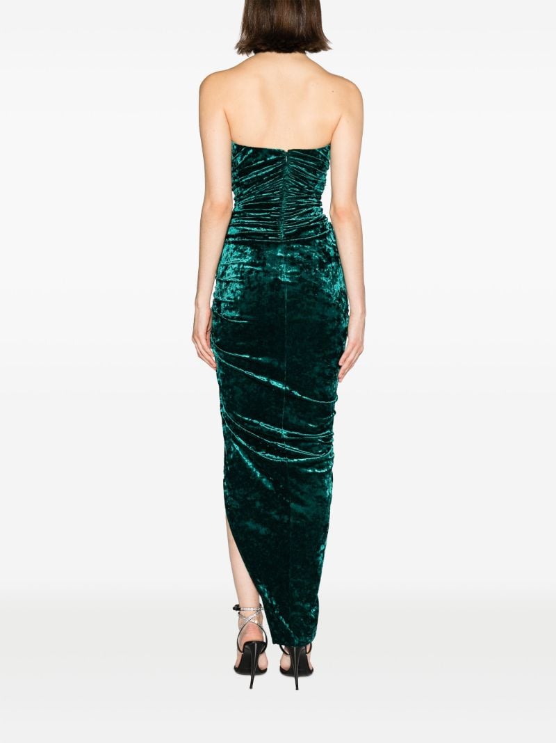 Green Ruched Velvet Dress