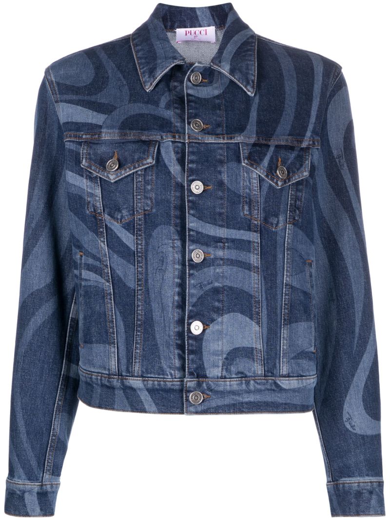 Blue Marmo-print Denim Jacket