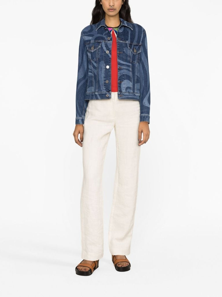 Blue Marmo-print Denim Jacket
