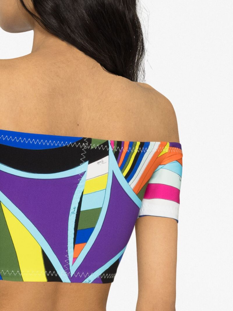 Blue Iride-print Crop Top